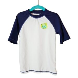Tommy Bahama Kids Navy and White Swim Shirt Rash Guard Size 5/6 NWT